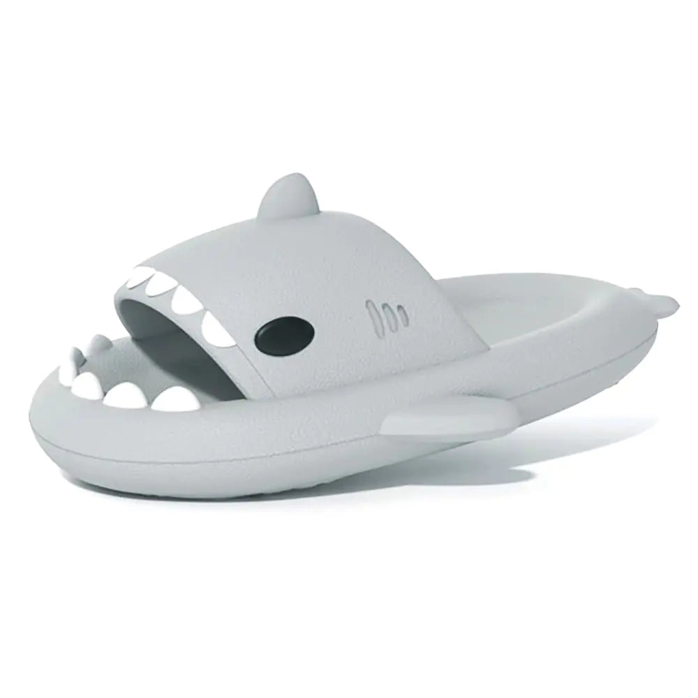 welltree Shark Slides for Women and Men Novelty Pillow Slippers Open Toe Shark Sandals Cushioned Cloud SlidesLight Grey13.5-14.5 Women/11.5-12.5 Men