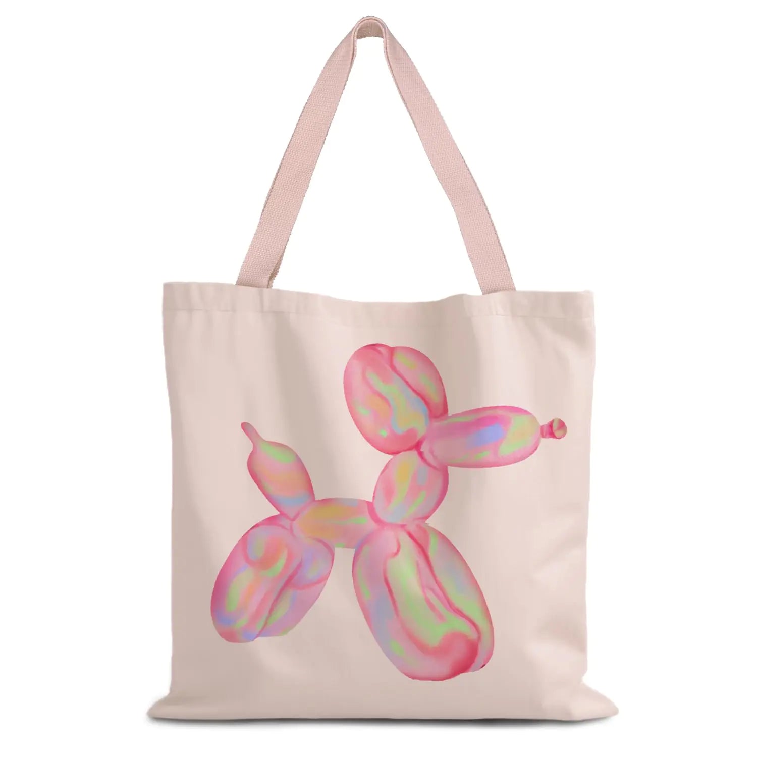 LUVADIAN Trendy Preppy Pink Balloon Dog Tote Bag Preppy Stuff Pink Aesthetic Tote Bags for Women Preppy Gifts for Women Reusable Grocery Bags Shopping Bags Preppy Gifts