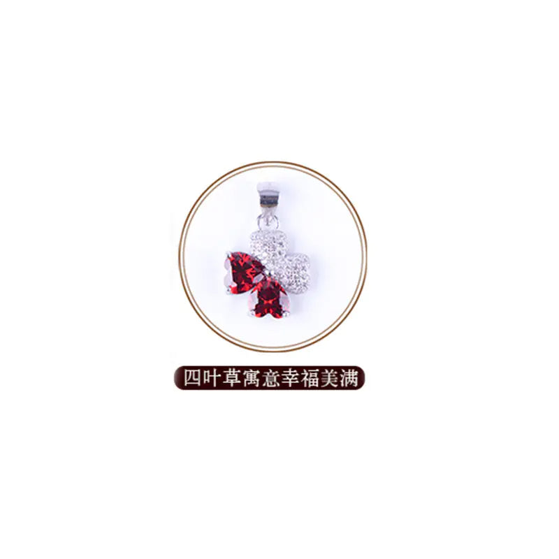 S925 Silver Necklace with Garnet Fox Pendant Jewelry