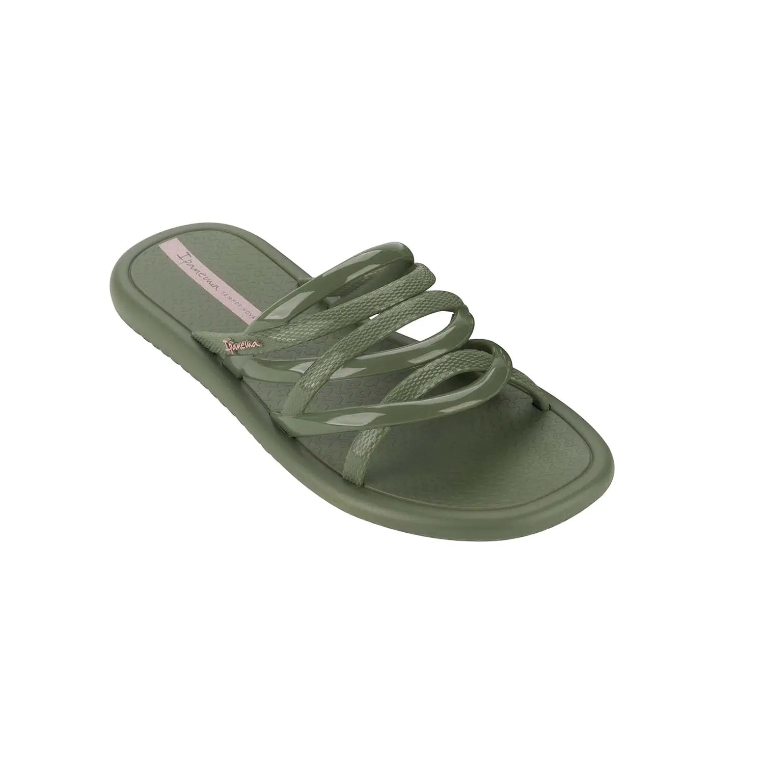 Ipanema Meu Sol Womens Slides - Criss Cross Strappy Slip-On Sandals for Women Dressy Slides Summer Dress Sandals Summer Flats with Cushioned Footbed Slides for Women Green/Pink Size 9