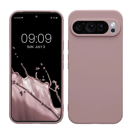kwmobile Case Compatible with Google Pixel 9 Pro XL Case - Protective Slim TPU Phone Cover - Soft Matte Finish - Nude Lilac