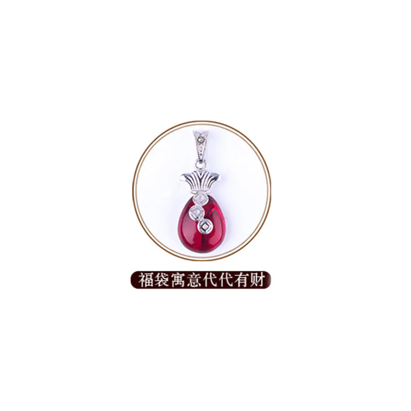 S925 Silver Necklace with Garnet Fox Pendant Jewelry