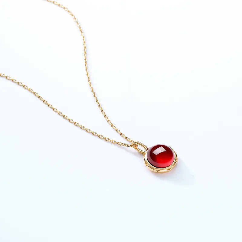 S925 Silver and 9K Gold Minimalist Garnet Pendant