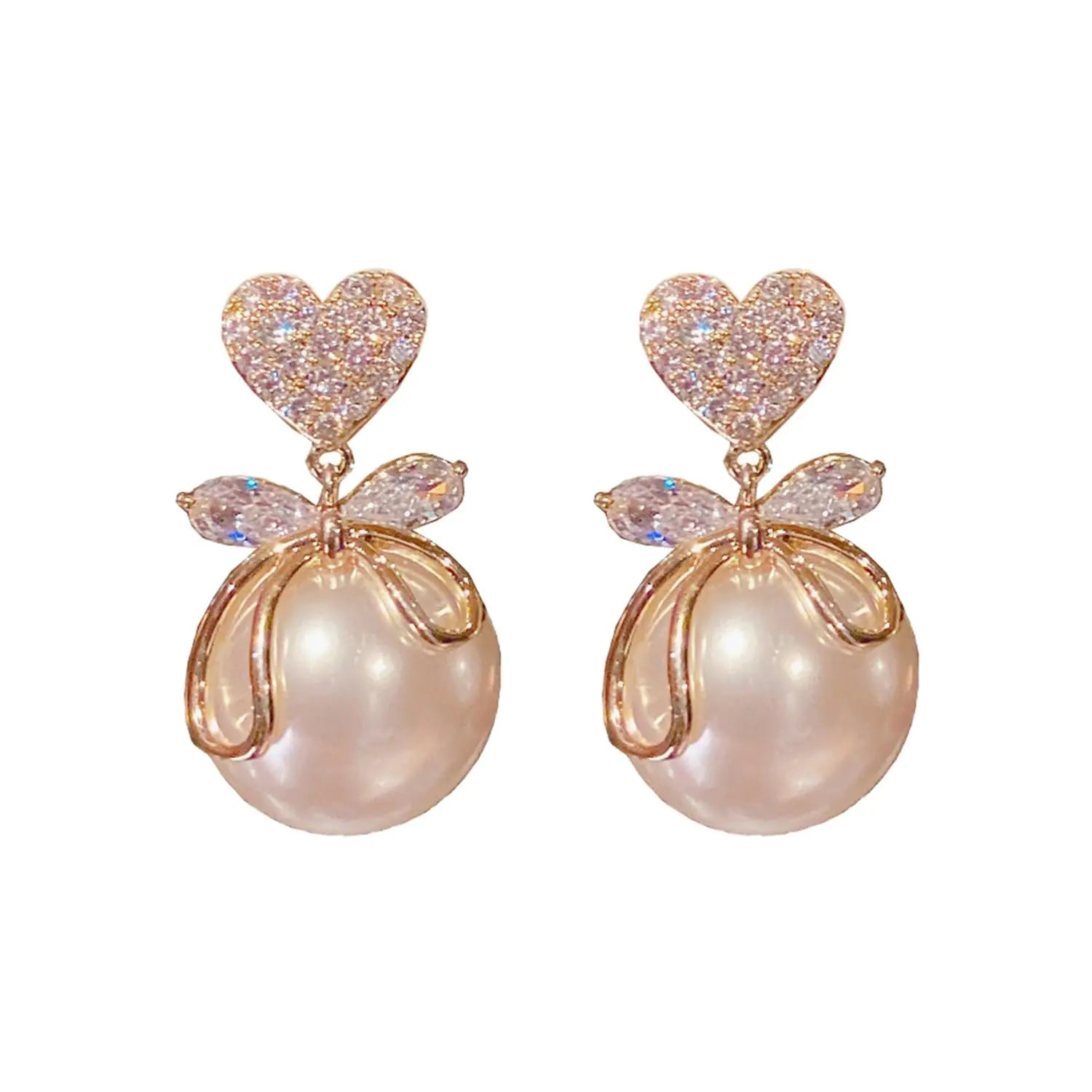 Pearl Bow Earrings for Women Rhinestone Bow Ribbon Earrings Red Ball Pearl Bow Stud Earrings Pearl Dangle Drop Earrings Christmas Gifts for Women