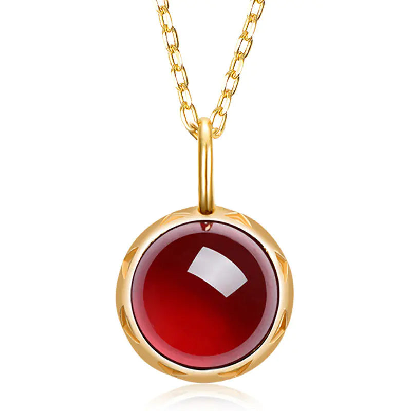 S925 Silver and 9K Gold Minimalist Garnet Pendant