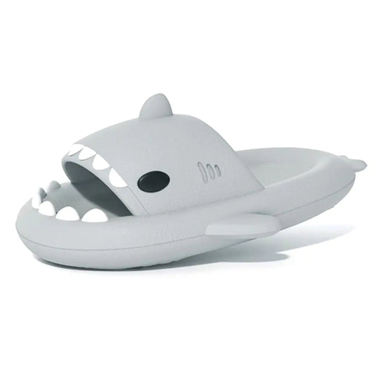 welltree Shark Slides for Women and Men Novelty Pillow Slippers Open Toe Shark Sandals Cushioned Cloud SlidesLight Grey13.5-14.5 Women/11.5-12.5 Men