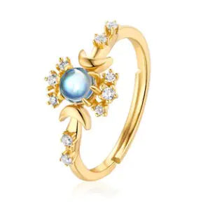 S925 Silver Ring with 9K Gold and Opal - Simple Style