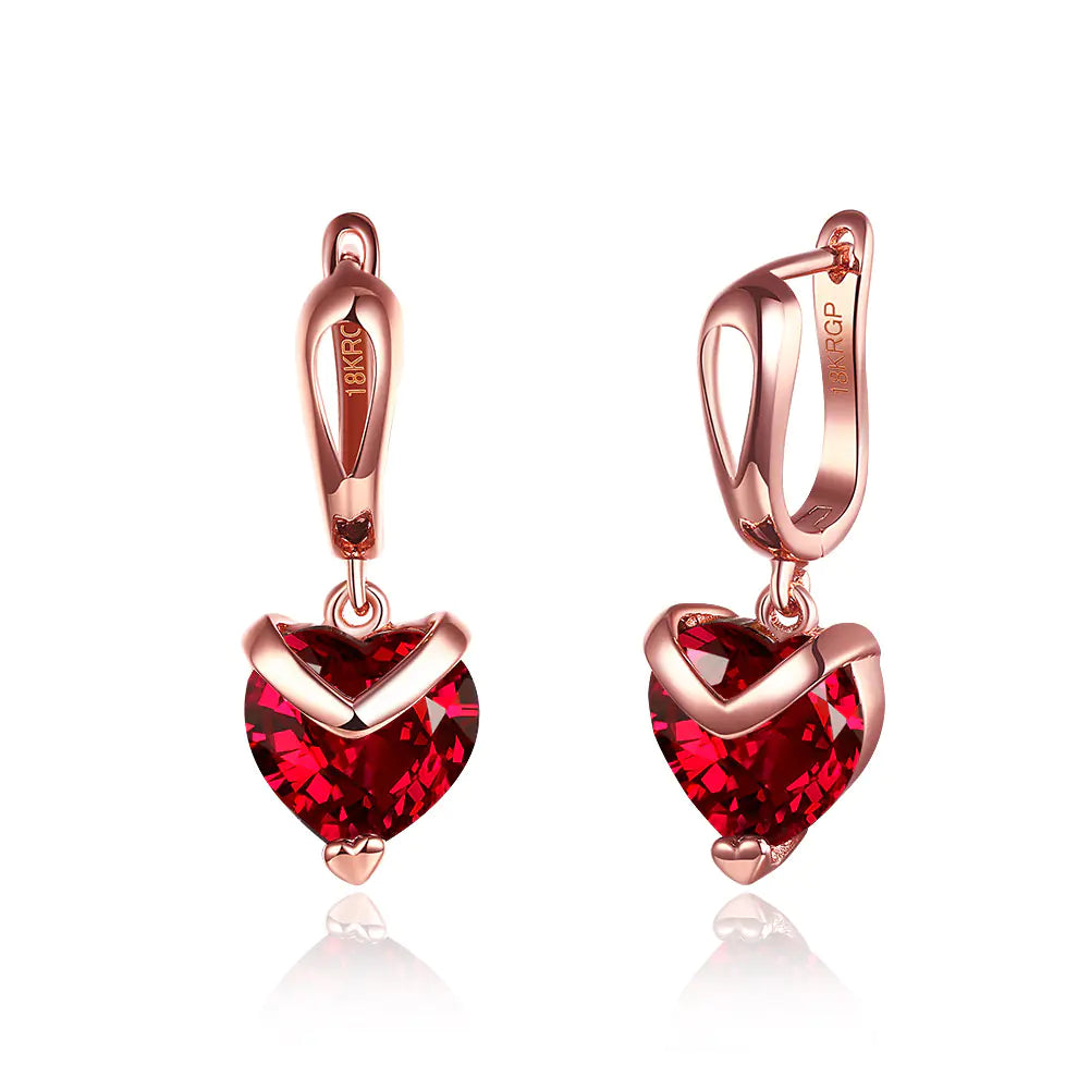 Heart-Shaped Zircon Earrings in Rose Gold Plating