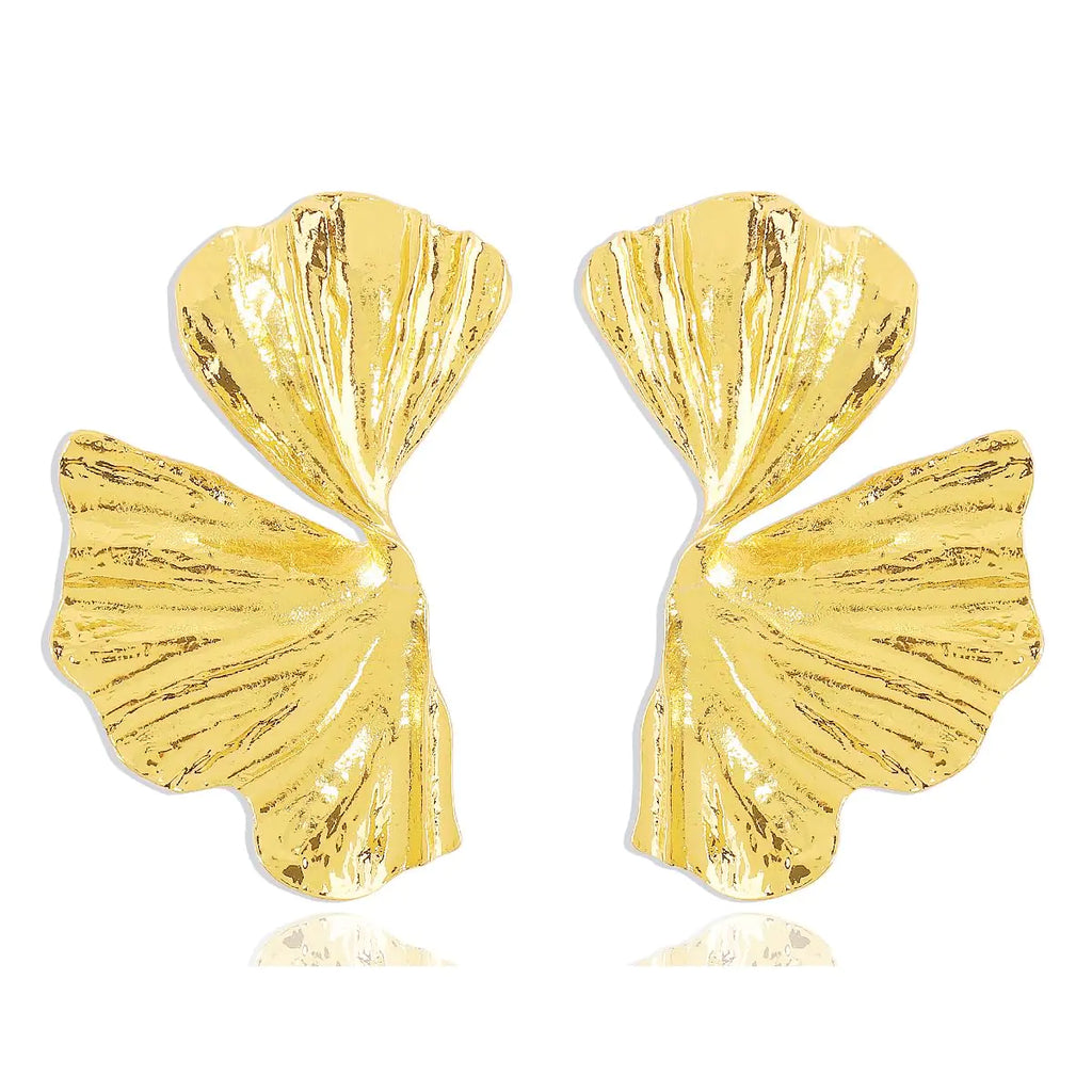 LKingel Gold Earrings for Women Exaggerated Big Geometric Irregular Statement Earrings Irregular Minimalist Large Gold Earrings for Women(Leaf Gold)