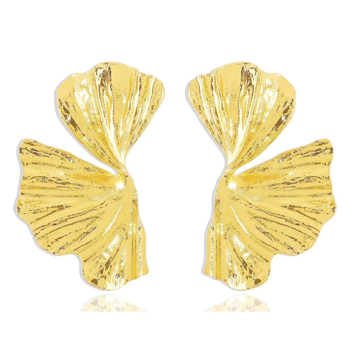 LKingel Gold Earrings for Women Exaggerated Big Geometric Irregular Statement Earrings Irregular Minimalist Large Gold Earrings for Women(Leaf Gold)