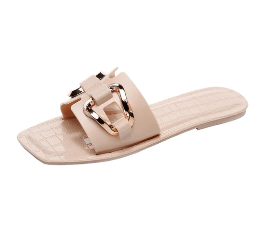 OMGard Women Sandals Flats Jelly Shoes Pool Slides Dress Flats Jellies Summer Beach Bathroom Slippers Slip On Open Toes Quick Drying Soft