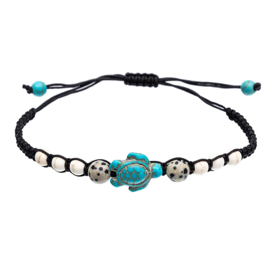 kelistom Turtle Beads Chain Bracelet for Women Men Handmade Natural Stone Elastic Stretch Bracelet Friendship Couple Bracelets
