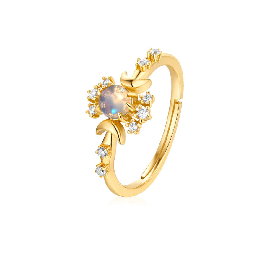 S925 Silver Ring with 9K Gold and Opal - Simple Style