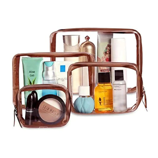 Clear Makeup Bags 4pcs Cosmetic Makeup Bags Set TSA Approved Transparent Travel Toiletry Bag Waterproof Leakproof Carry On Airport Cosmetic Organizer Pouch with Zipper for Women Men